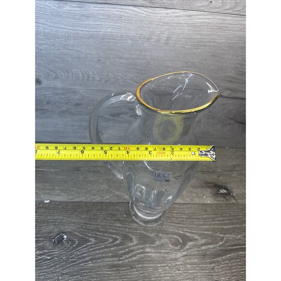 MIKASA Crystal JAMESTOWN GOLD Trim Pitcher 11” Tall - Picture 6 of 8